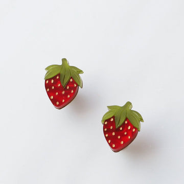 Wolf and Moon | mini strawberry stud earrings