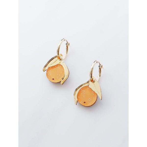 Wolf and Moon | mini orange hoop earrings