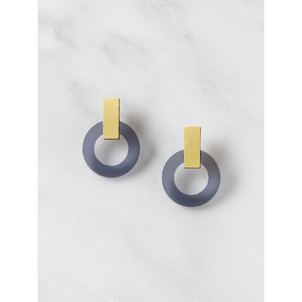 Wolf and Moon | orbit earrings | navy