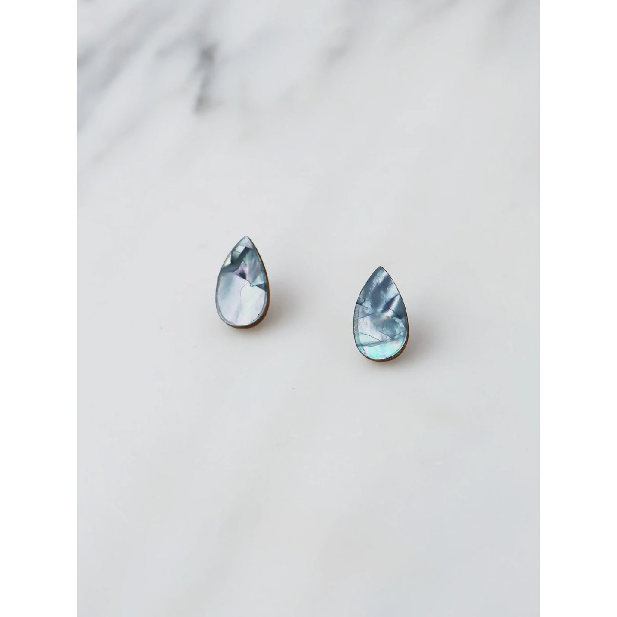 mondocherry - Wolf and Moon | raindrop stud earrings | blue - front