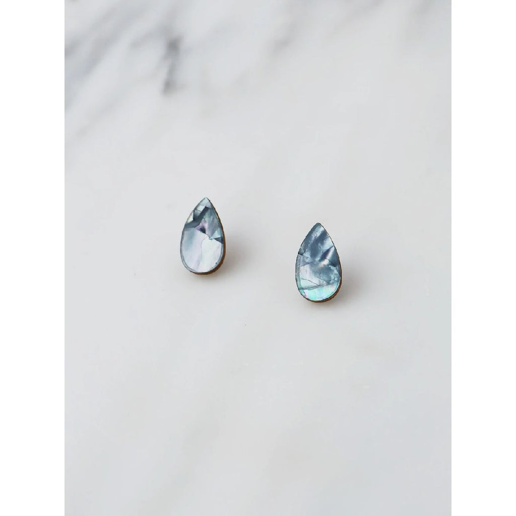 mondocherry - Wolf and Moon | raindrop stud earrings | blue - front