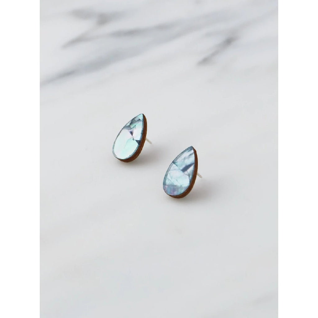 mondocherry - Wolf and Moon | raindrop stud earrings | blue