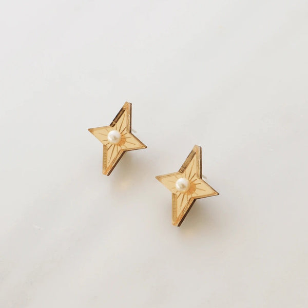 Wolf and Moon | star stud earrings