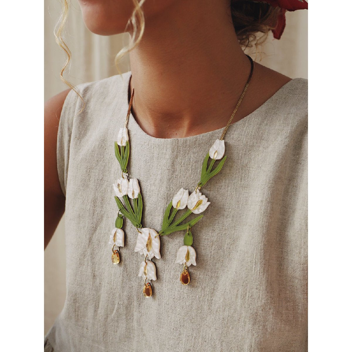 Wolf and Moon | tulip statement necklace - wear