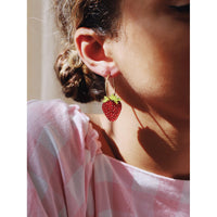Wolf and Moon | strawberry hoop earrings - wear close
