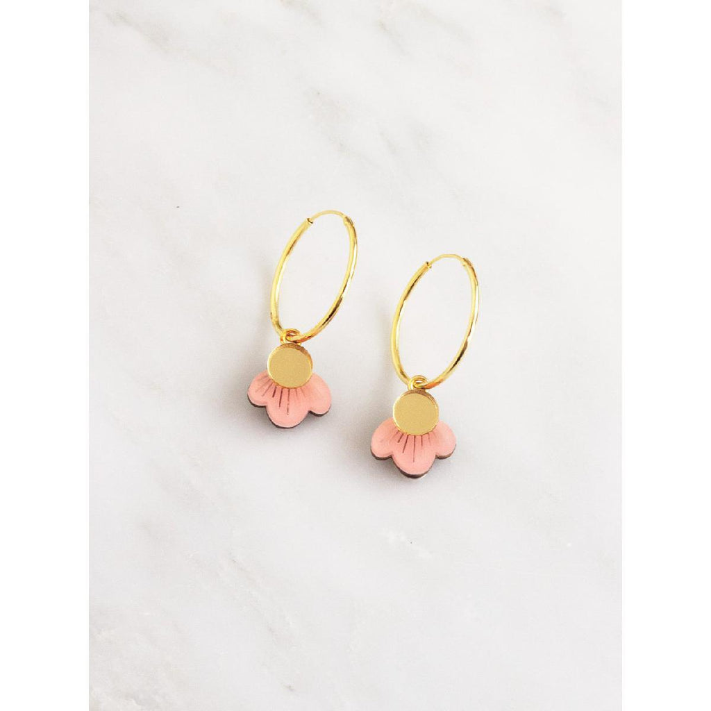 Wolf and Moon - wildflower hoop earrings | pink blush
