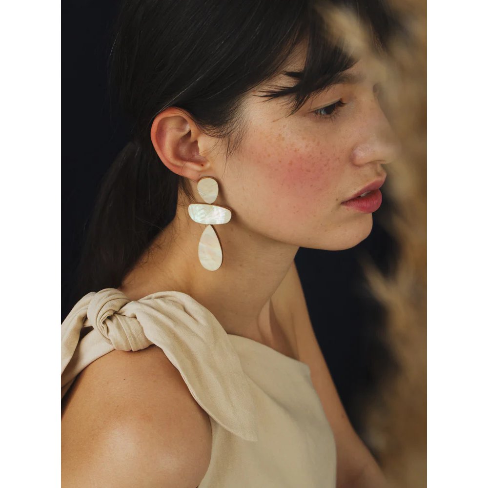 mondocherry - Wolf & Moon | ana earrings | mother of pearl - wear