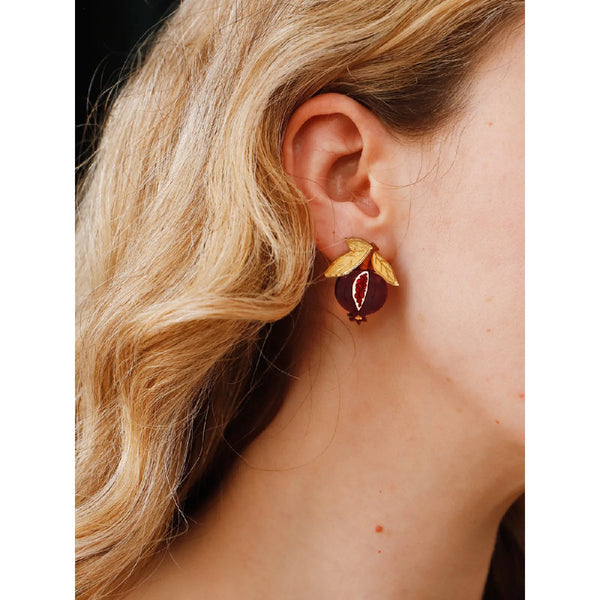 mondocherry | Wolf & Moon | mini pomegranate stud earrings - wear