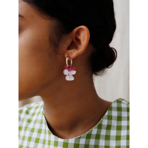 mondocherry - Wolf and Moon earrings - mini violet hoop earrings - close