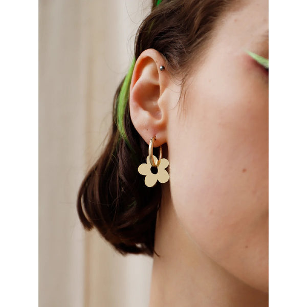 mondocherry | Wolf & Moon | nina II hoop earrings | brass - wear close