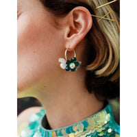 Wolf and Moon | ophelia charm hoop earrings | green - close
