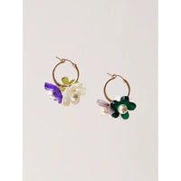 Wolf and Moon | ophelia charm hoop earrings | green - side