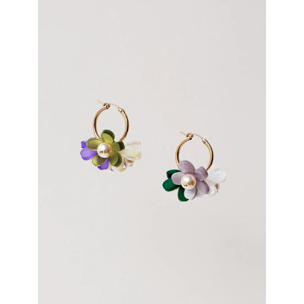 Wolf and Moon | ophelia charm hoop earrings | green
