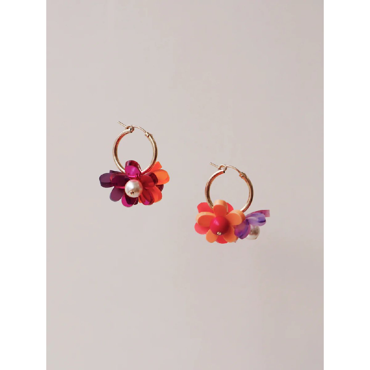 Wolf and Moon | ophelia charm hoop earrings | pink - side2