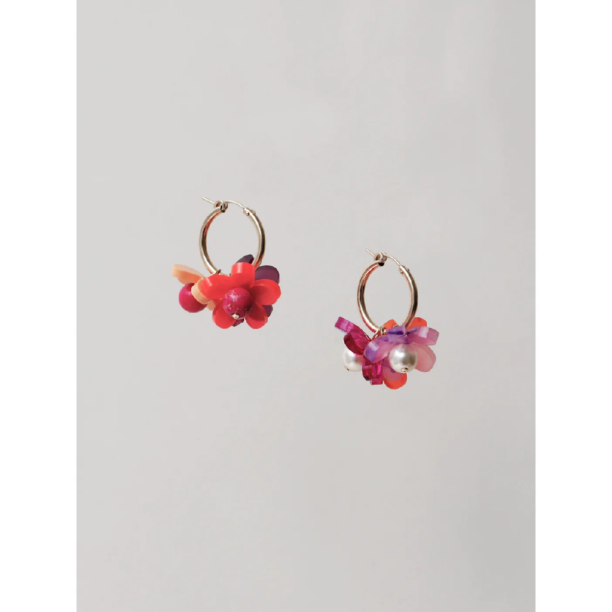 Wolf and Moon | ophelia charm hoop earrings | pink - side